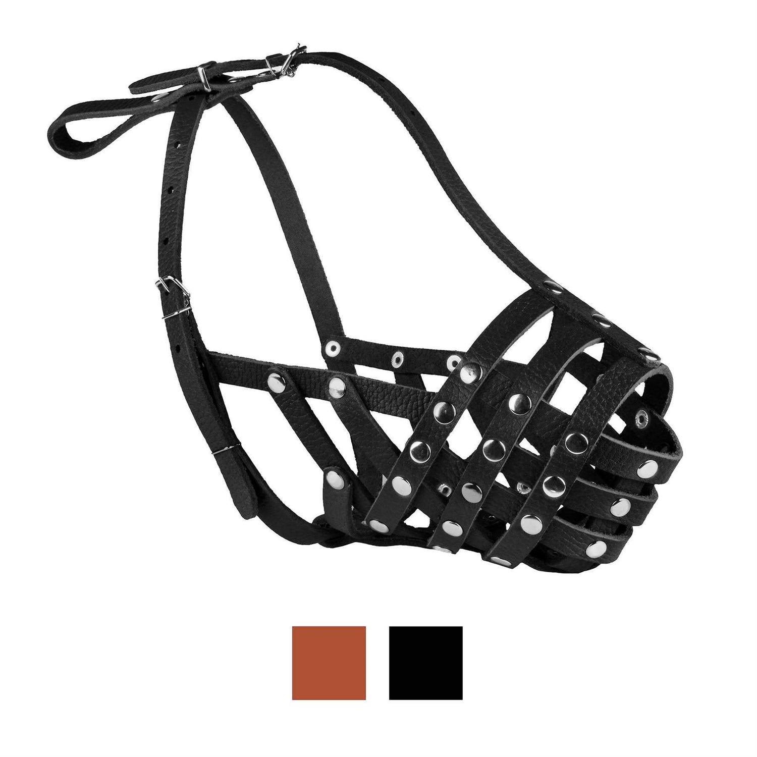 CollarDirect Dog Muzzle Pitbull Amstaff Basket Genuine Leather Staffordshire Terrier