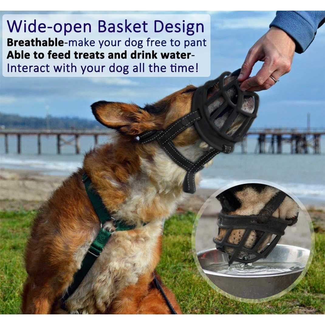 Alternative view of Barkless Dog Muzzle,Soft Basket Silicone Muzzles for Dog, Best to Prevent Biting, Chewing and Barking, Allows Drinking and Panting