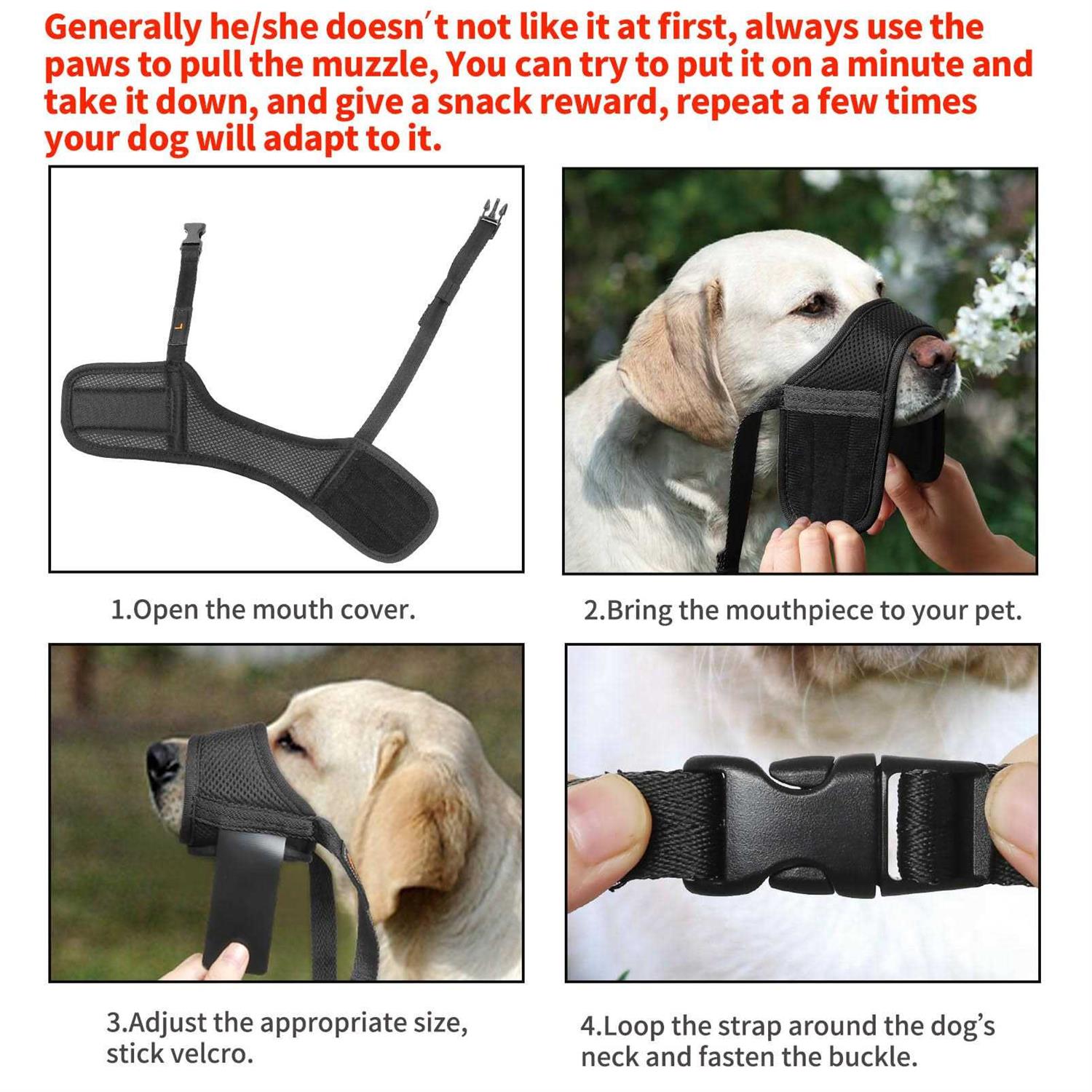 Alternative view of HEELE Dog Muzzle,Soft Nylon Muzzle Anti Biting Barking Chewing,Air Mesh Breathable Drinkable Adjustable Loop Pets Muzzle for Small Medium Large Dogs