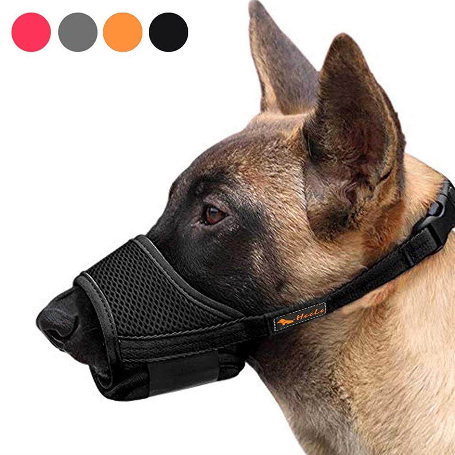 HEELE Dog Muzzle,Soft Nylon Muzzle Anti Biting Barking Chewing,Air Mesh Breathable Drinkable Adjustable Loop Pets Muzzle for Small Medium Large Dogs