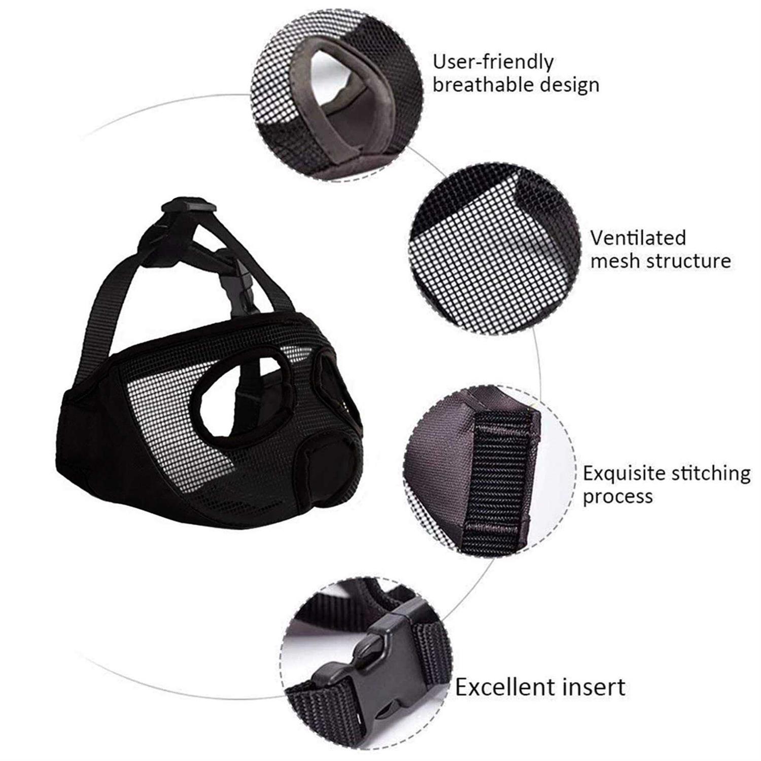 Alternative view of JYHY Short Snout Dog Muzzles Adjustable Breathable Mesh Bulldog Muzzle for Biting Chewing Licking Grooming Dog Mask
