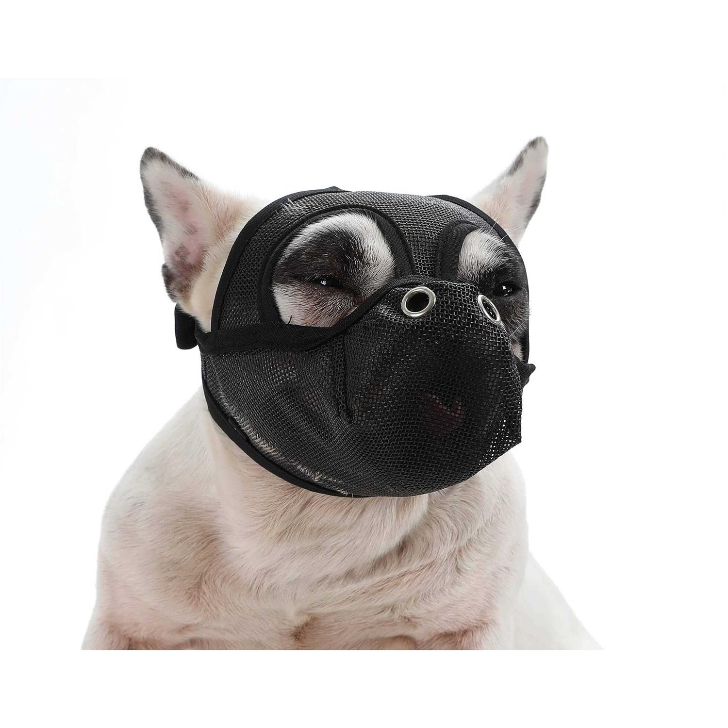 CILKUS Short Snout Dog Muzzles Bulldog Muzzle Adjustable Breathable Mesh Dog Muzzle Can Stick Out Tongue and Drink Water Anti-Biting and Training