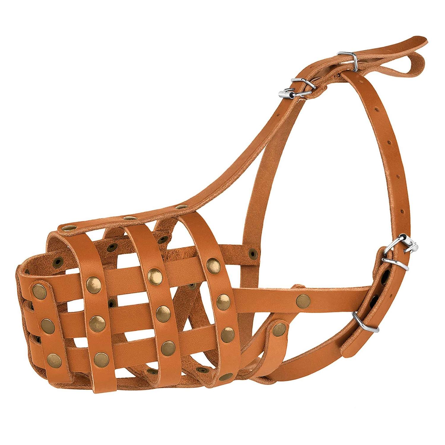 Alternative view of MUROM Leather Dog Muzzle German Shepherd Adjustable Breathable Doberman Dalmatian Setter Basket Medium Large Breeds Black Brown Red Gr