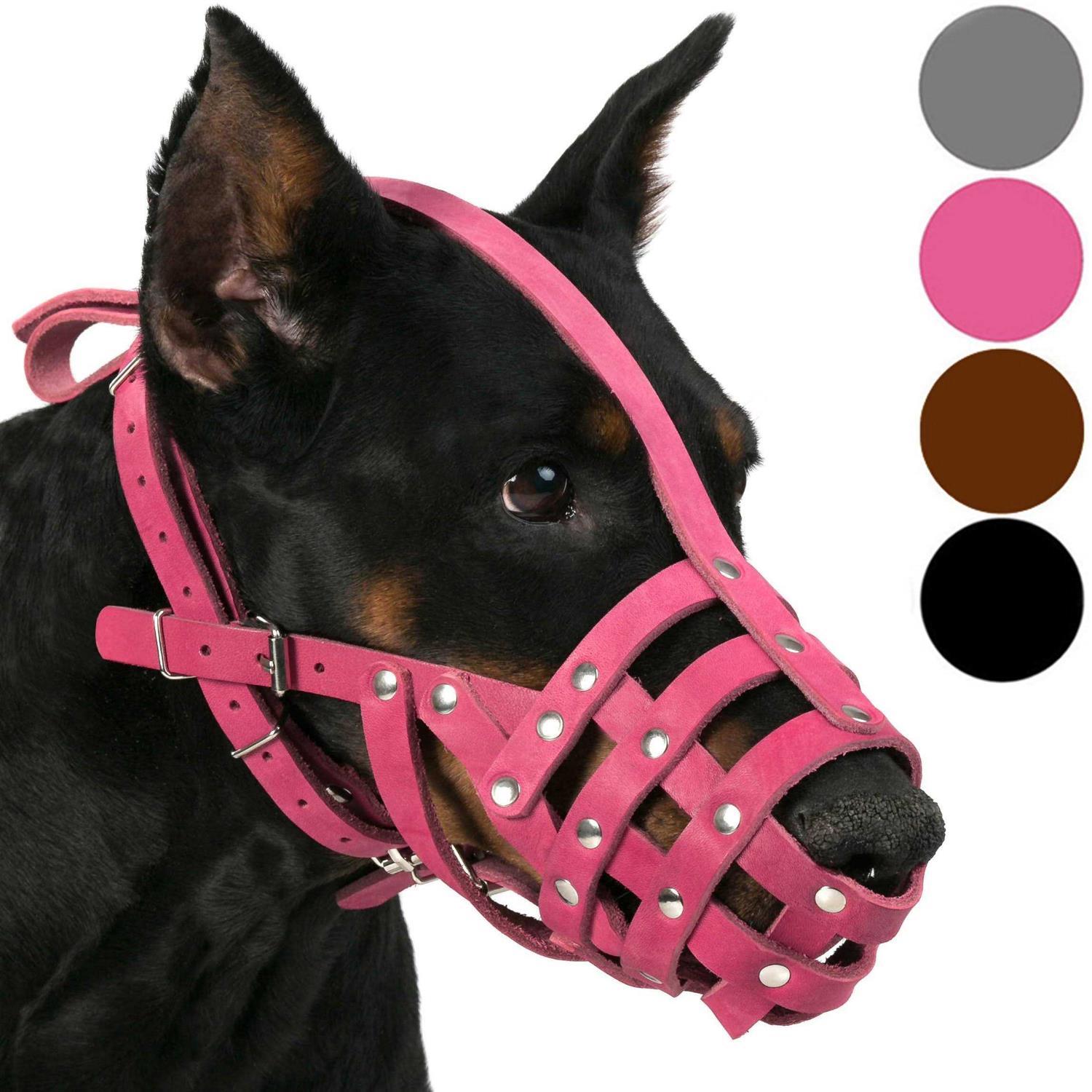 CollarDirect Dog Muzzle German Shepherd Dalmatian Doberman Setter Leather Basket Medium Large Breeds