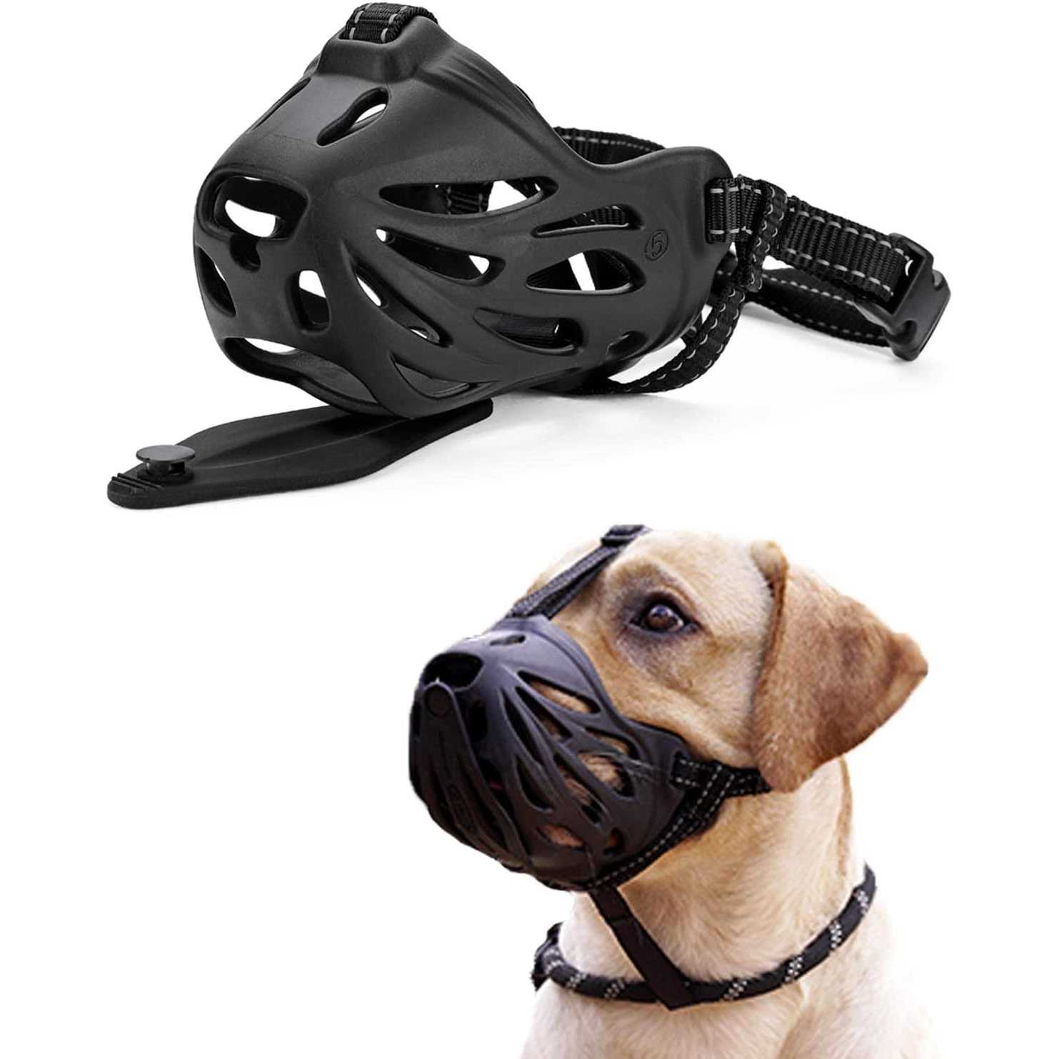 JIPIMON Dog Muzzle Prevents Biting Barking Chewing Breathable Drinkable Adjustable Basket Muzzle for Aggressive Small Medium Large Dogs