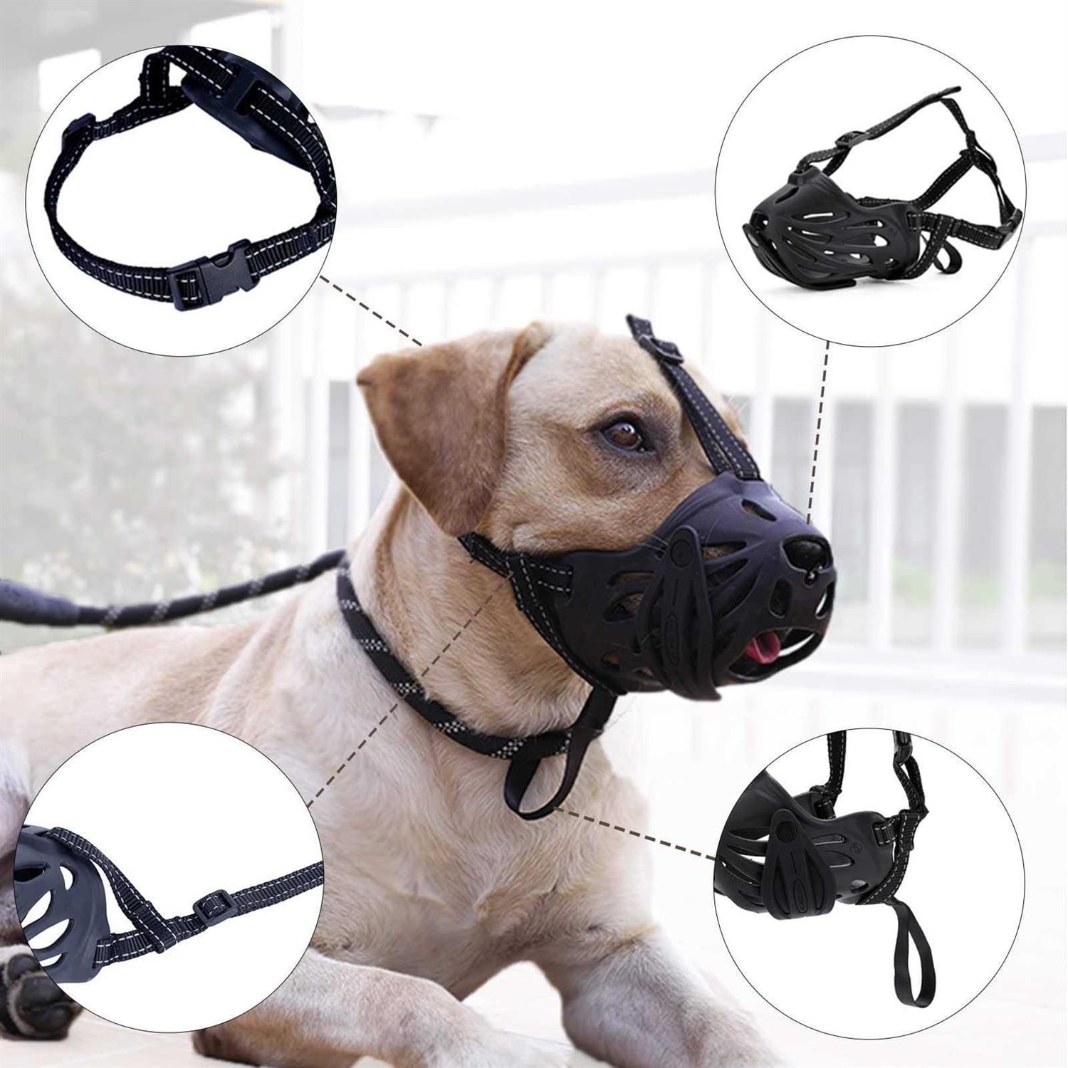 Alternative view of JIPIMON Dog Muzzle Prevents Biting Barking Chewing Breathable Drinkable Adjustable Basket Muzzle for Aggressive Small Medium Large Dogs
