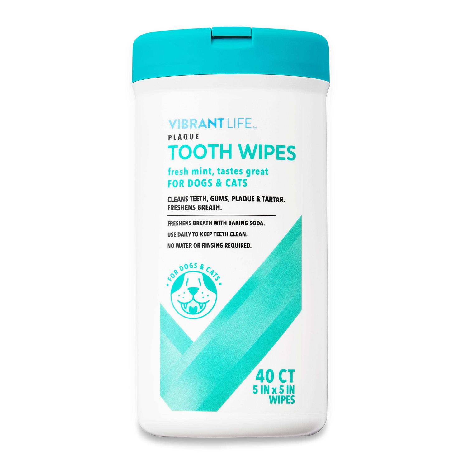 Vibrant Life Plaque Tooth Wipes for Cats & Dogs