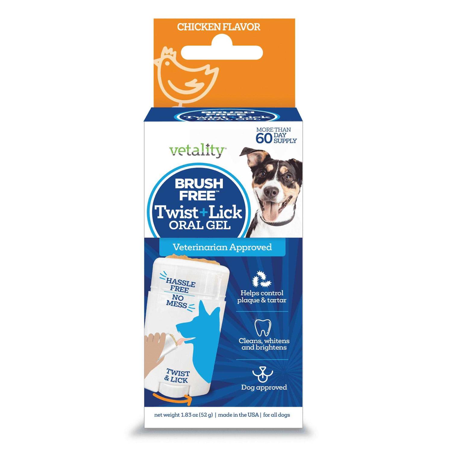 Vetality Brush Free Twist & Lick Oral Gel for Dogs