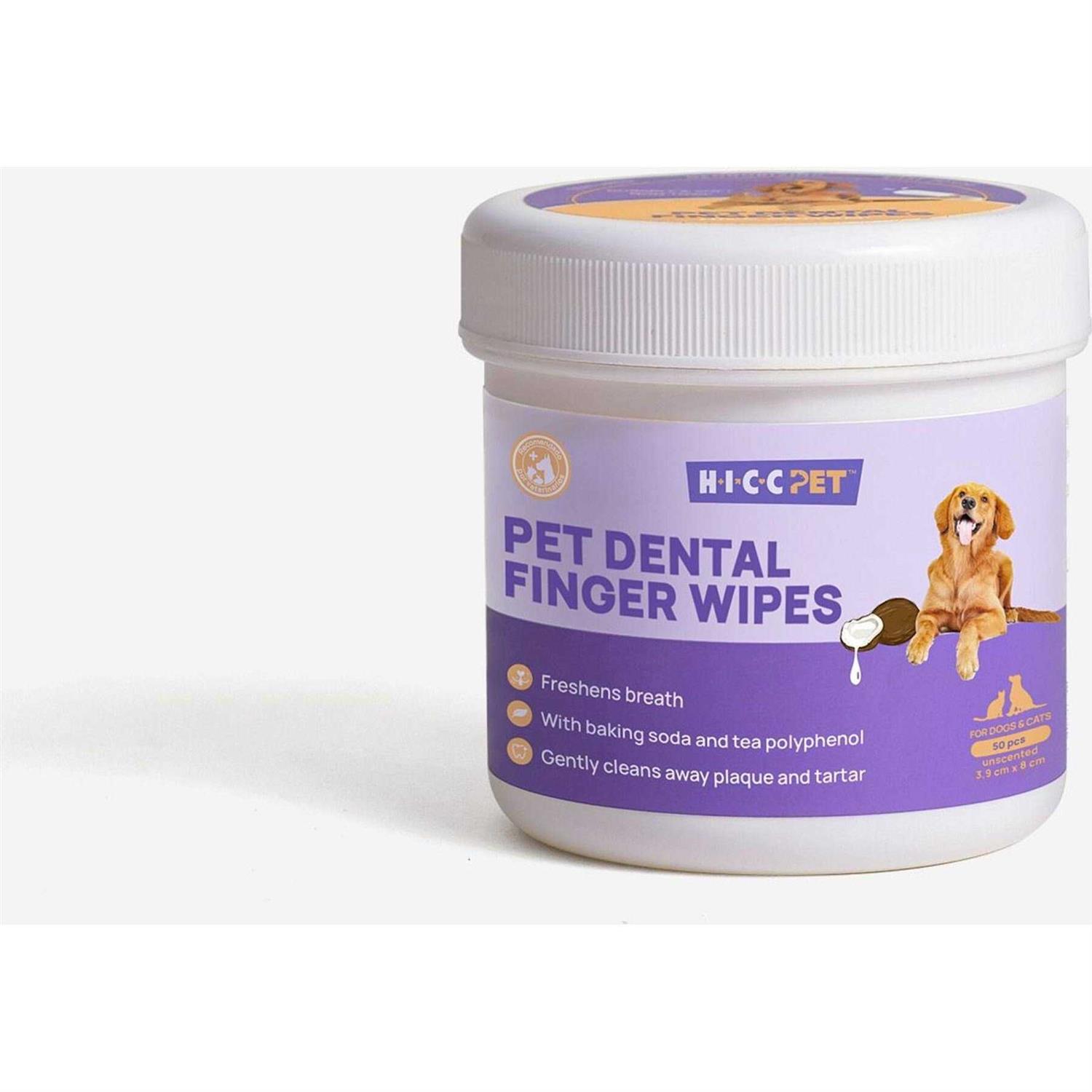 HICC PET Dental Finger Wipes for Cats & Dogs 50 pc