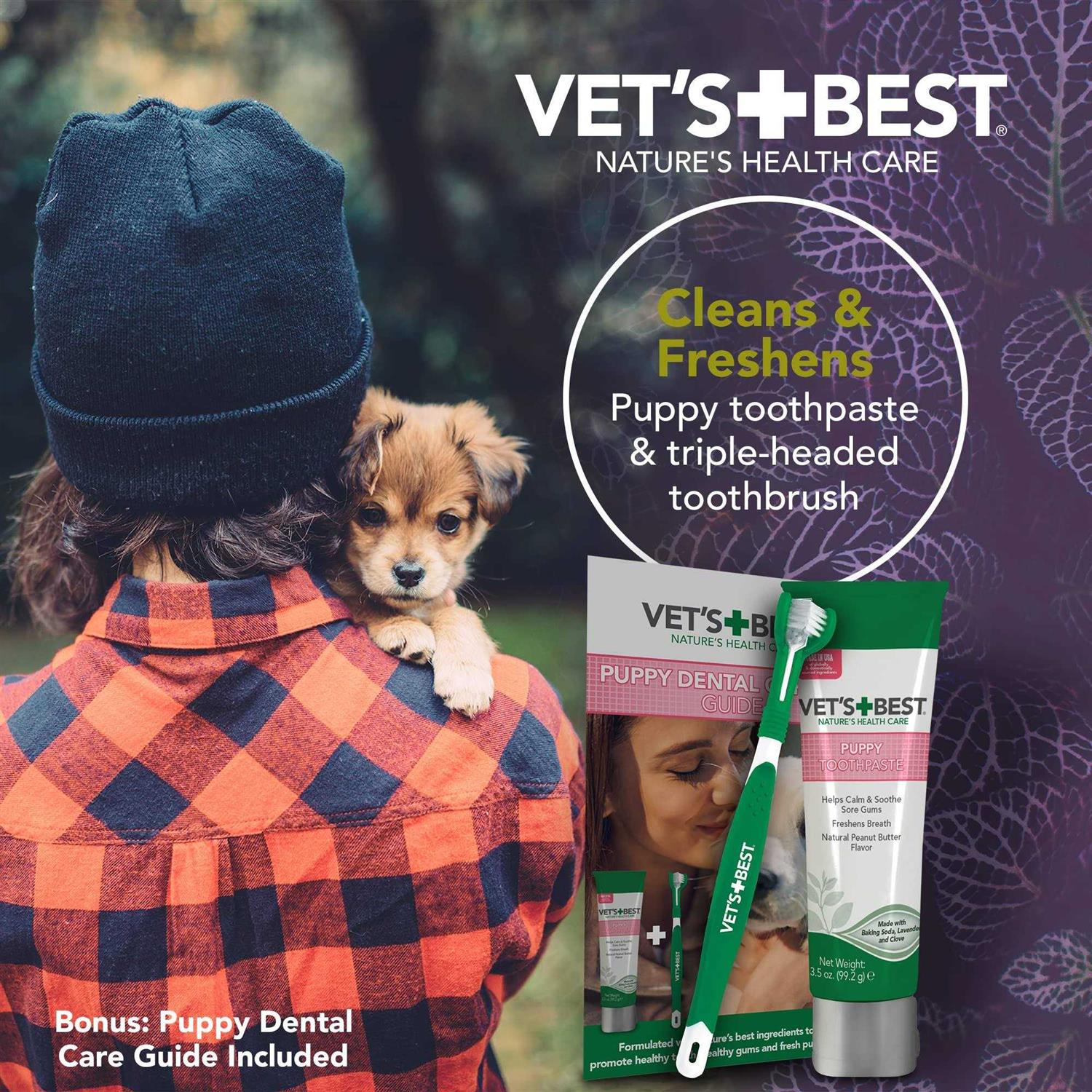 Alternative view of Vet's Best Vets Best Puppy Dental Kit Toothbrush & Toothpaste for Puppies Dog Tooth Brushing Kit 3.5 Ounces