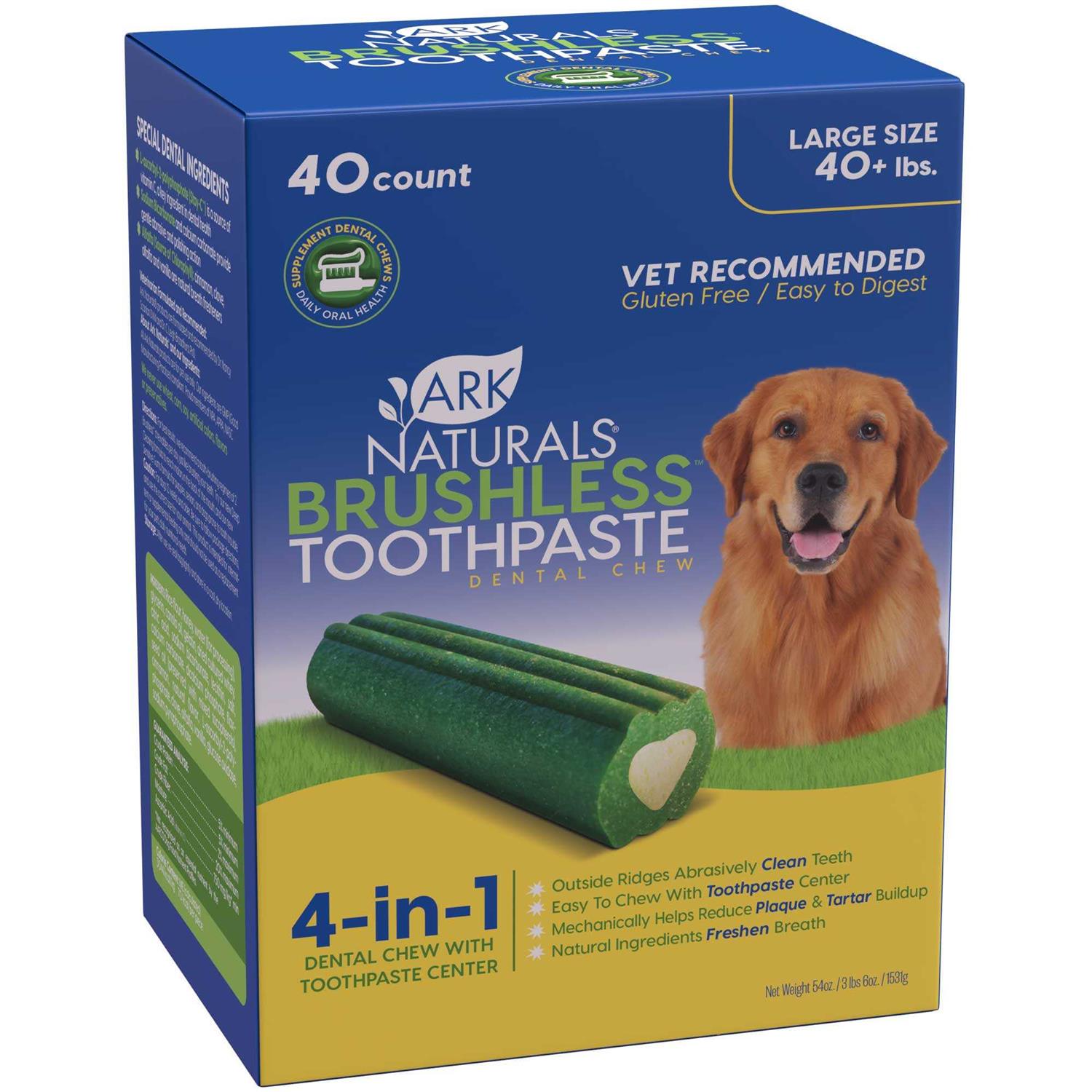 Ark Naturals Brushless Toothpaste Large Dental Dog Treats