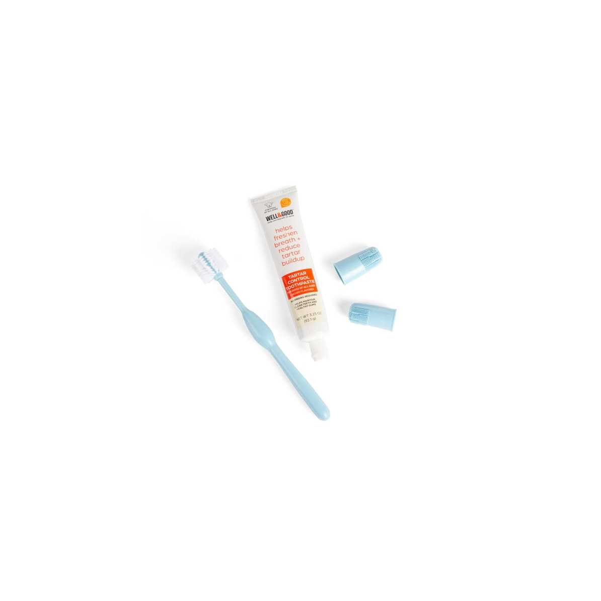 Well & Good Dental Health Kit with Chicken-Flavored Toothpaste for Dogs