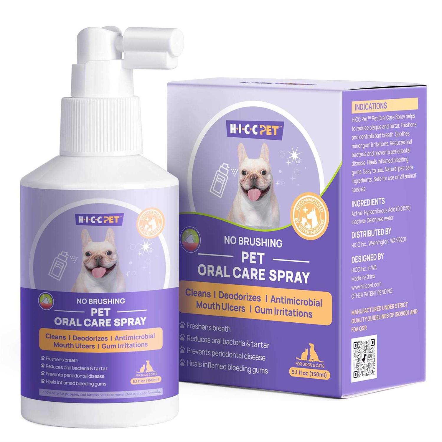 HICC GROOM! Oral Care Spray for Dogs and Cats, Anti Inflammatory Breath Care Spray, Dog Gingivitis Treatment, Fight Bad Breath Caused by Plaque and