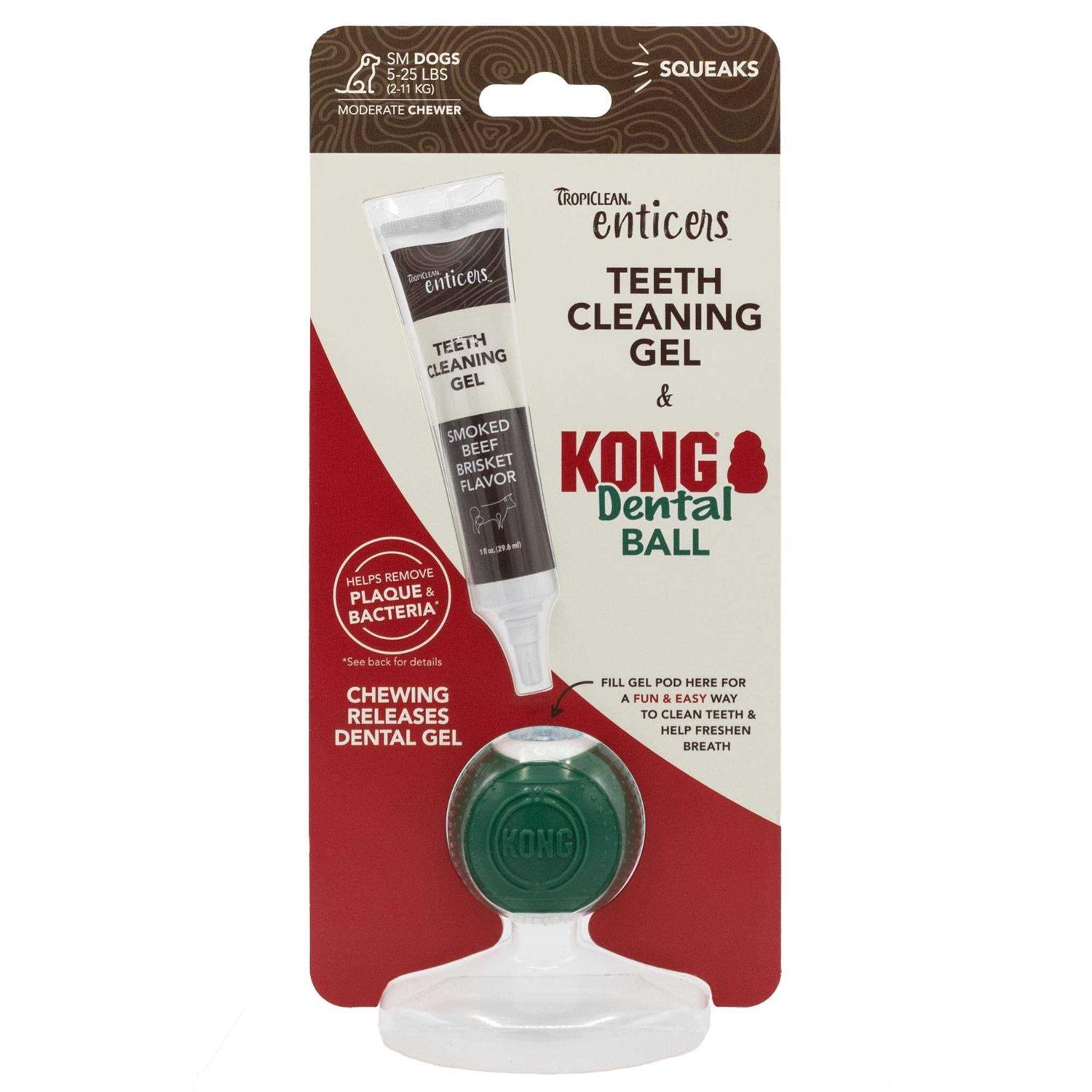 Tropiclean Enticers Teeth Cleaning Gel & Kong Dental Ball Beef Brisket
