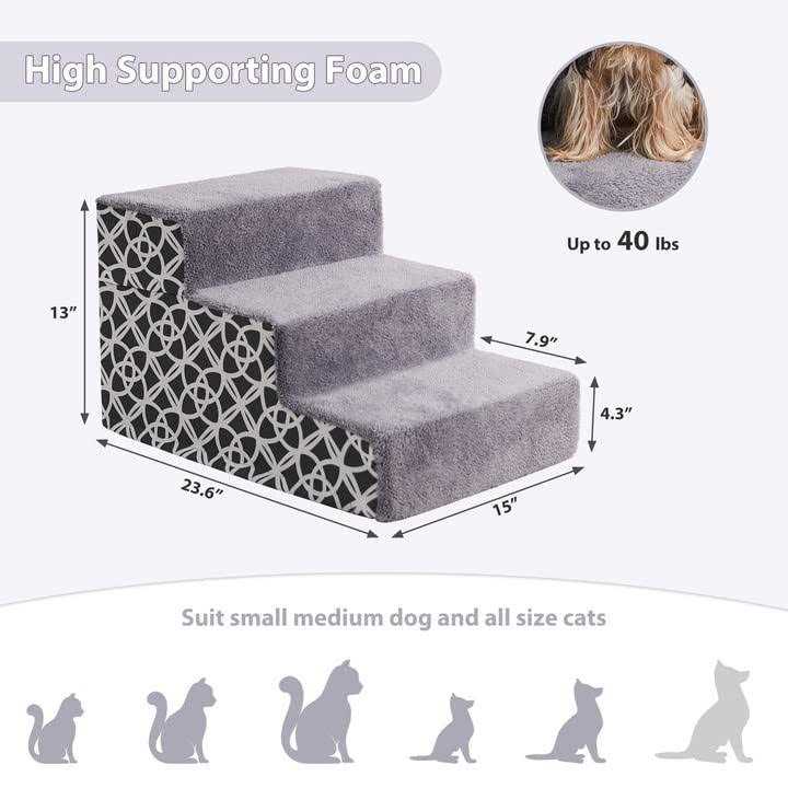 Alternative view of BFPETHOME Dog Stairs and Steps, for Small Medium Dogs and Cats, Pet Stairs and Dog Foam Steps for High Bed and Couch