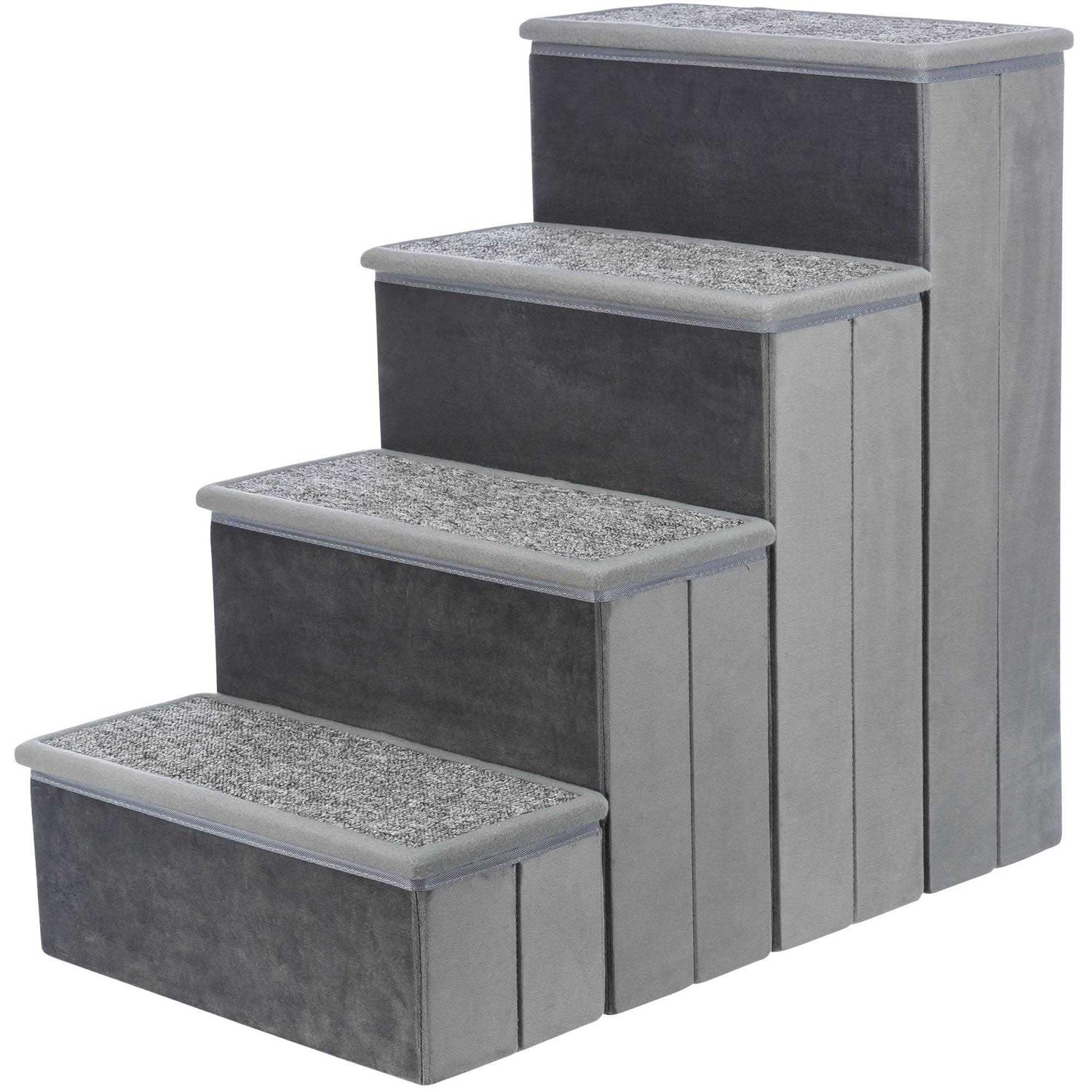 Trixie Velour Foldable 4-Step Pet Stairs with Storage