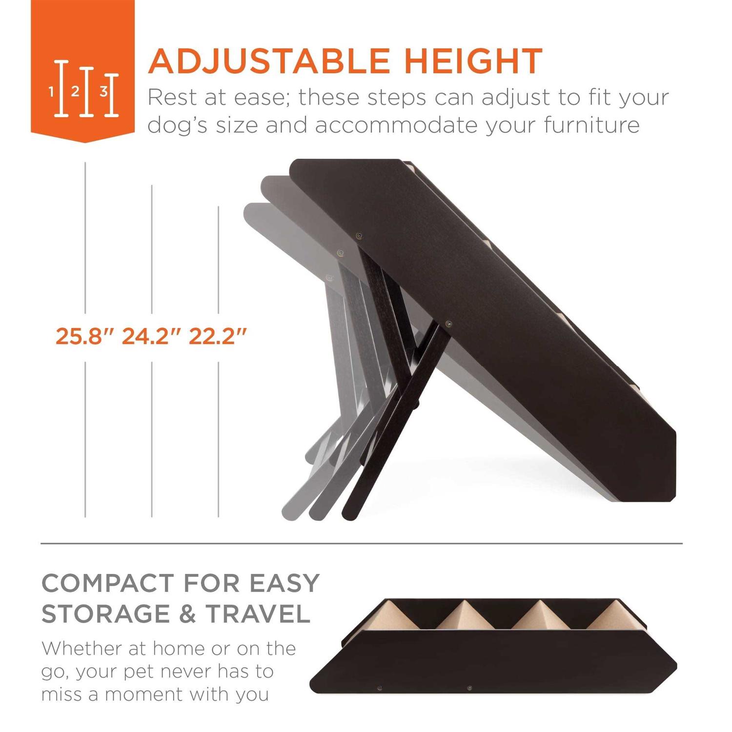 Alternative view of Best Choice Products Foldable Adjustable Wide Wooden Carpeted Pet Stairs for Injured