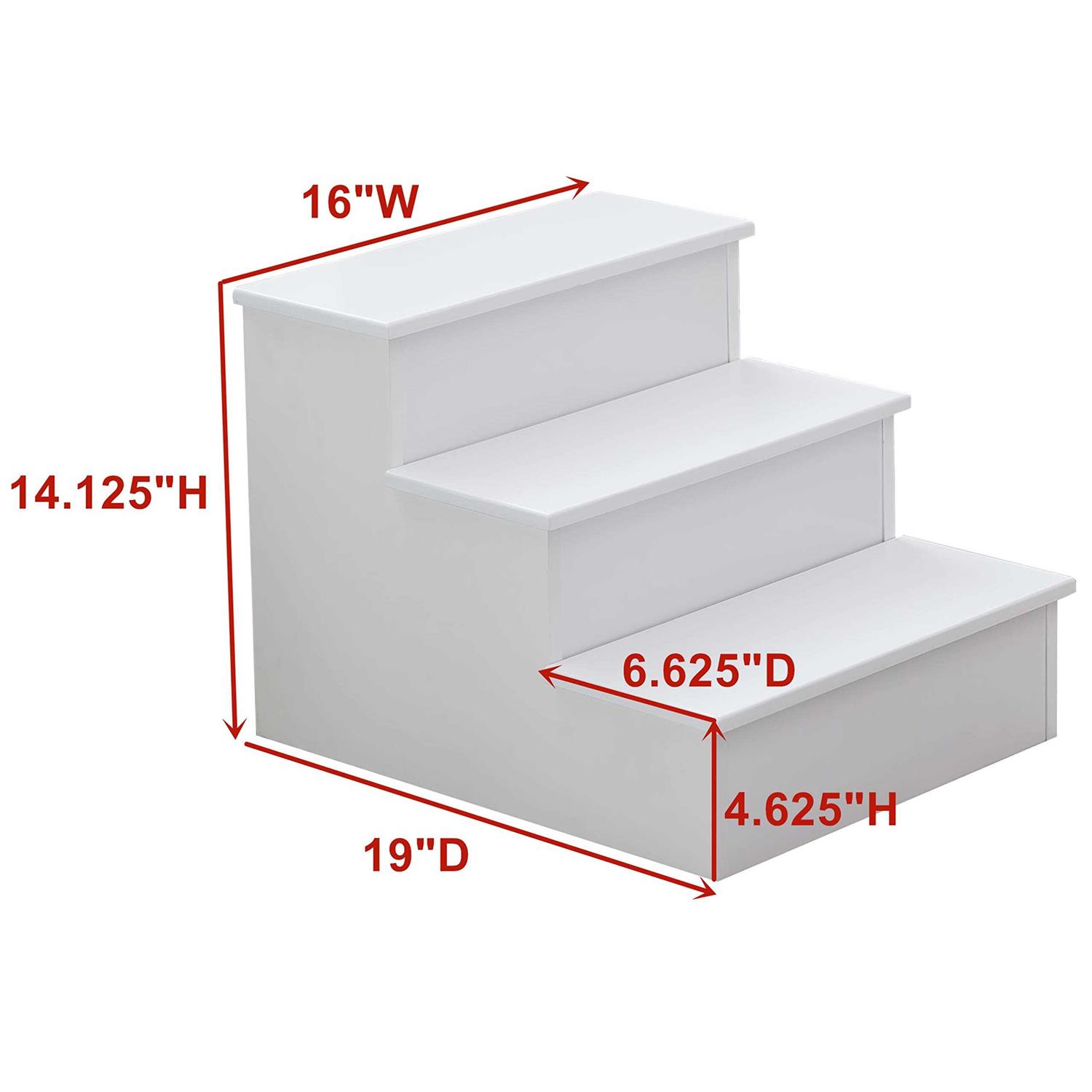 Alternative view of Kings Brand Furniture Darien 3 Step Wood Step Stool for Adults or Kids