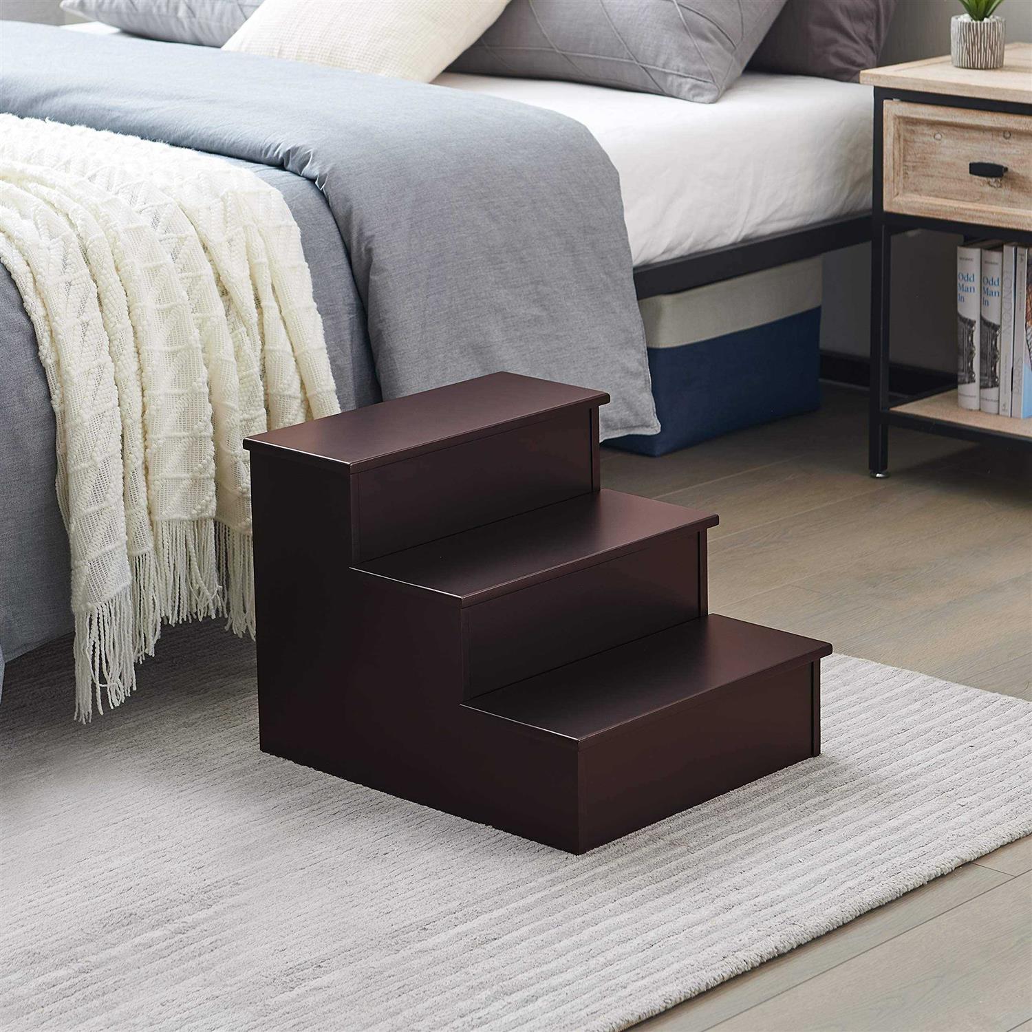 Kings Brand Furniture Darien 3 Step Wood Step Stool for Adults or Kids