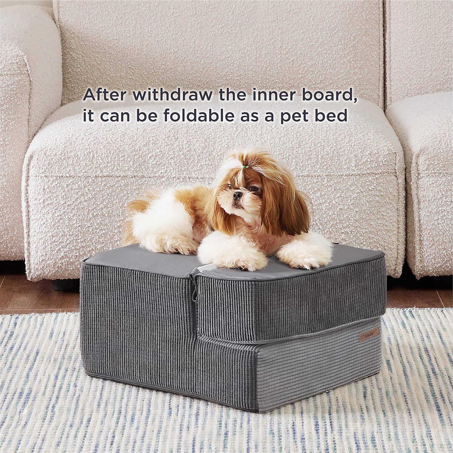 Alternative view of LE SURE Lesure Dog Stairs for Small Dogs Pet Stairs Beds and Couch, Folding Pet Steps with CertiPUR-US Certified Foam for Cat and Doggy