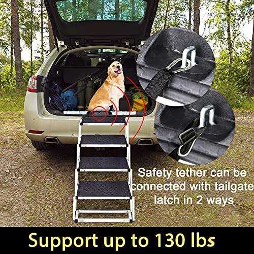 Alternative view of LUFFWELL 19.2” Extra Wide Dog Car Stairs, Foldable Dog Car Ramp with Nonslip Surface for Cars, Truck and SUV