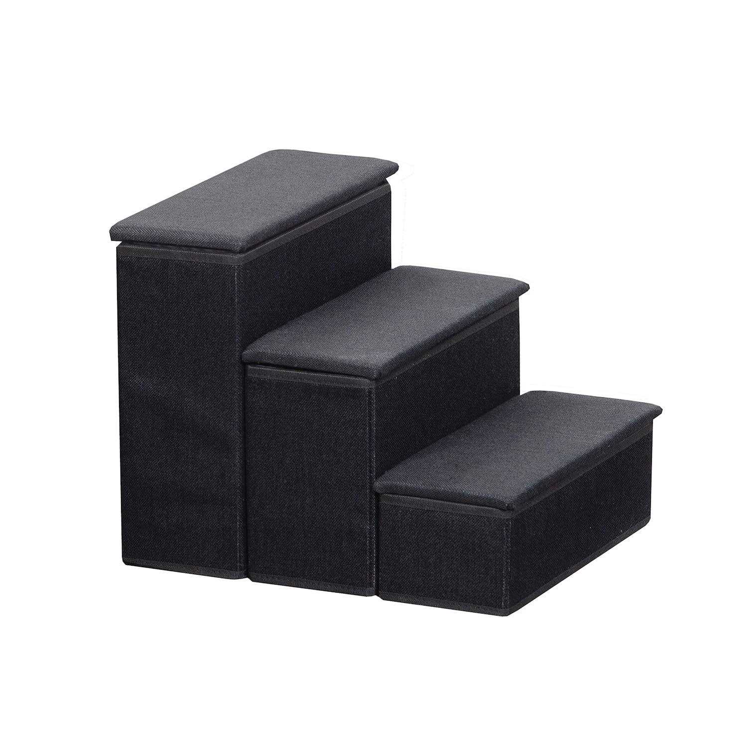 Etna 3-Step Pet Steps with Storage Fold Away Pet Stairs Upholstered