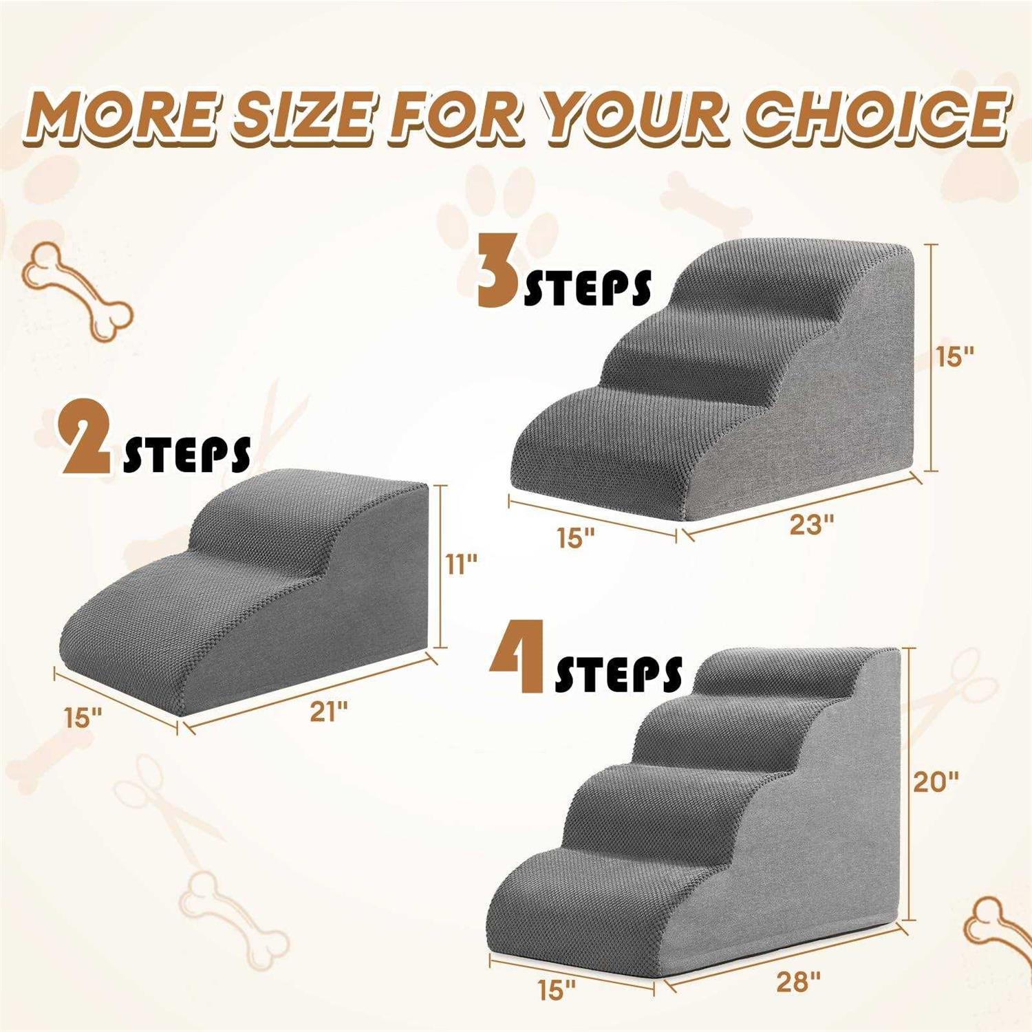 Alternative view of Romrol Dog Stairs Ramp for Beds Couches,Extra Wide Pet Steps with Durable Non-Slip Waterproof Fabric Cover
