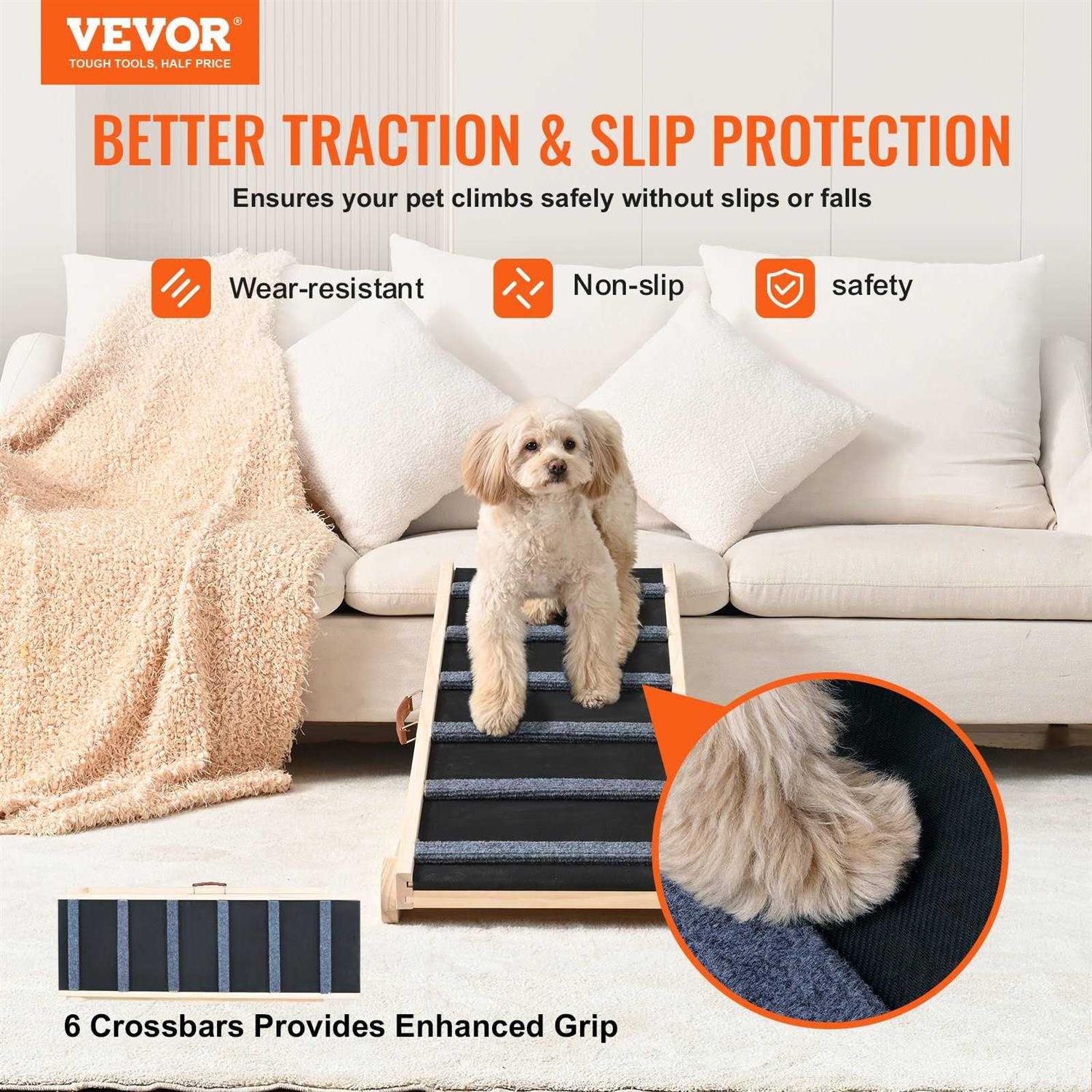 Alternative view of VEVOR Dog Ramp Folding Pet Ramp for Bed Adjustable Dog Ramp for Small