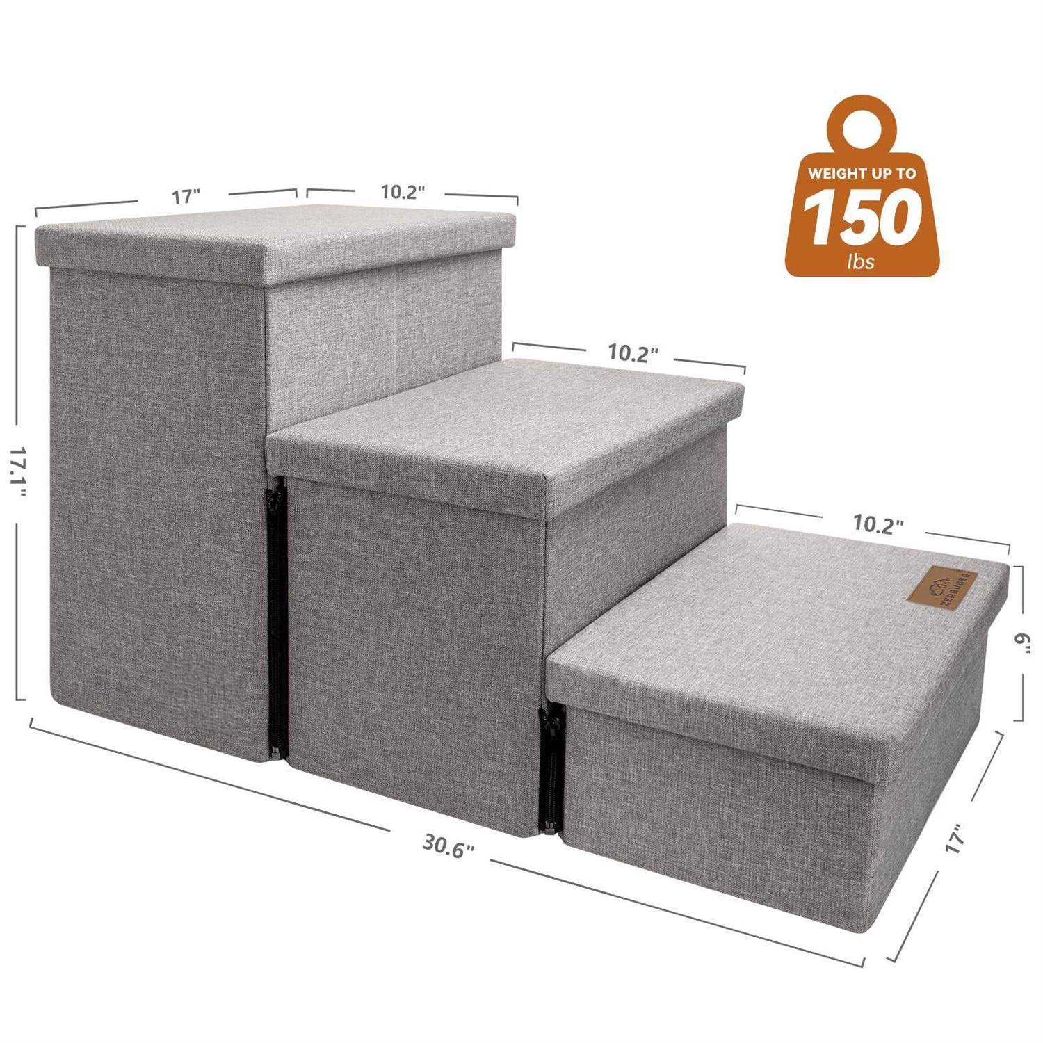 Alternative view of Dog Stairs, Dog Steps for High Beds, Foldable Pet Stairs for Small Medium or Large Dogs Puppy with Storage for Bed and Couch