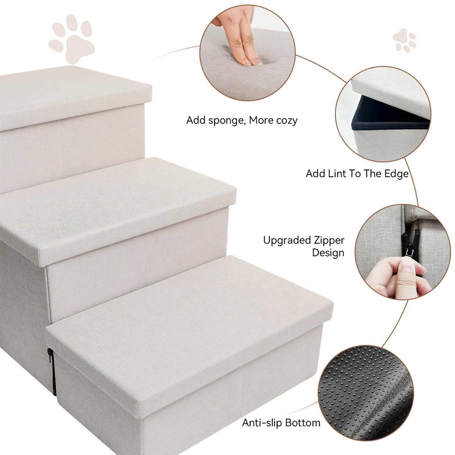 Alternative view of Dog Stairs, Dog Steps for High Beds, Foldable Pet Stairs for Small Medium or Large Dogs Puppy with Storage for Bed and Couch