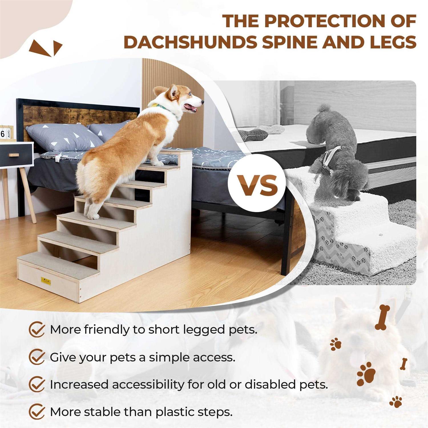 Alternative view of CoziwowWood Dog Stairs Climber 7-Step Pet Ladder with Carpet Steps