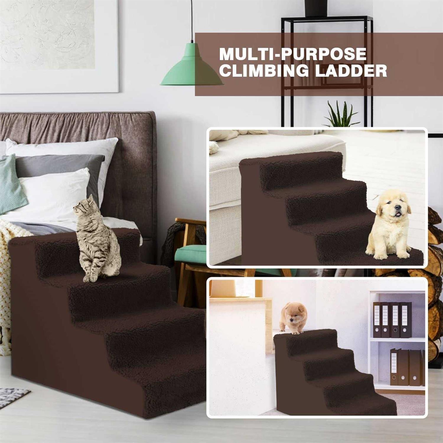 Alternative view of Topmart Dog Stairs&Steps for Small Dogs & Cats,Non-Slip 4 Tiers Plastic Dog Rampladder