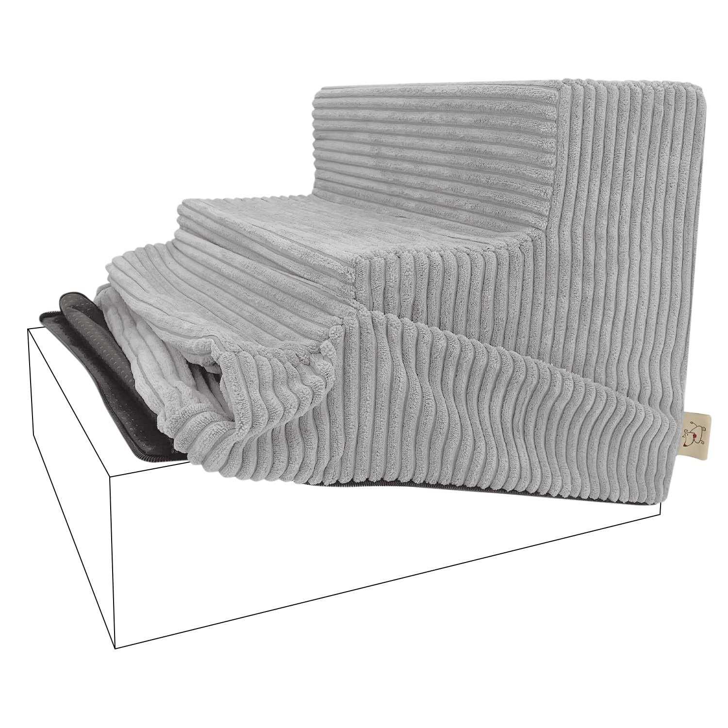 Best Pet Supplies Foam Pet Steps Cover for Small Dogs and Cats, Portable Ramp Stairs for Couch, Sofa, and High Bed Climbing