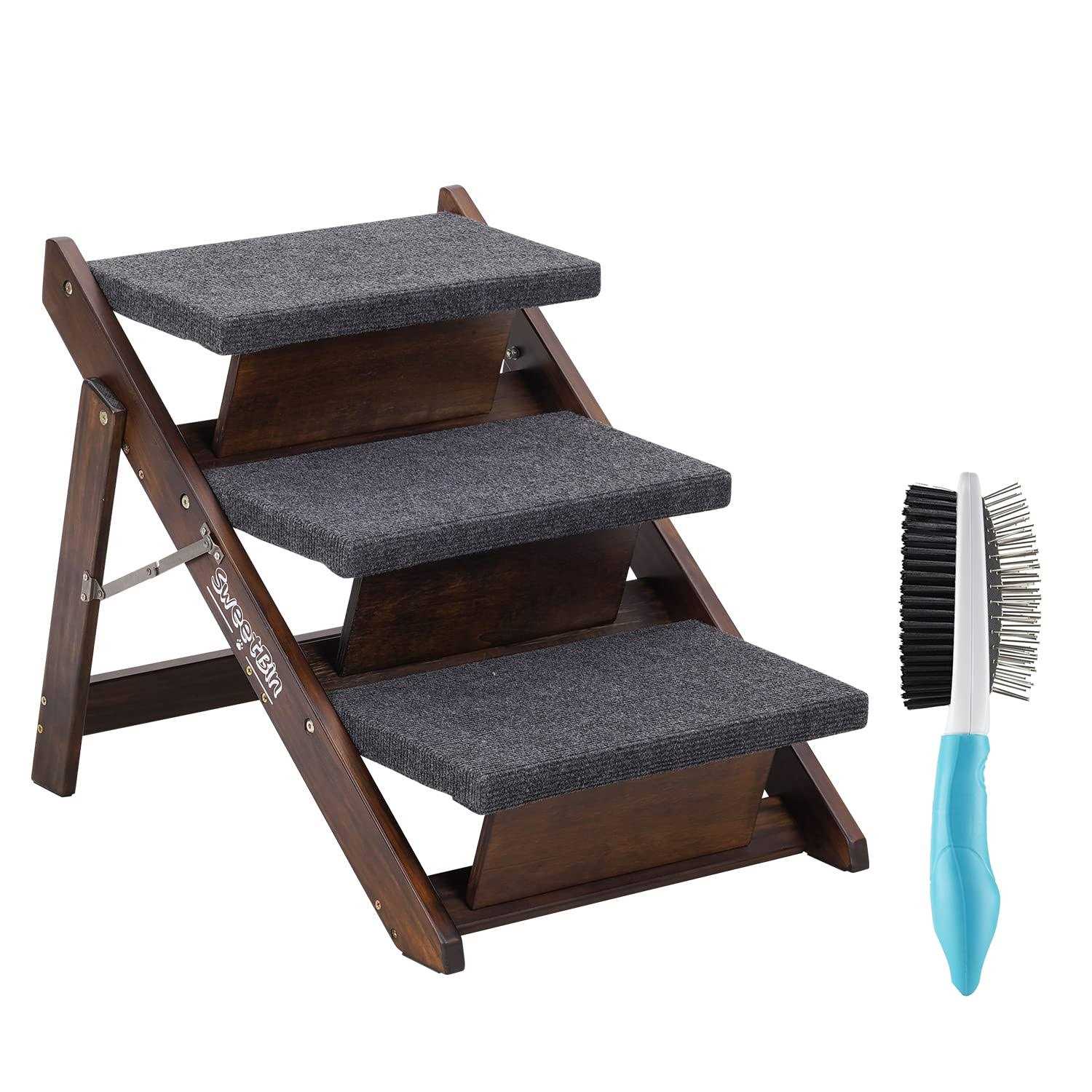 Sweetbin Wooden Pet Stairs/Pet Steps for All Dogs and Cats Up to 150Lbs