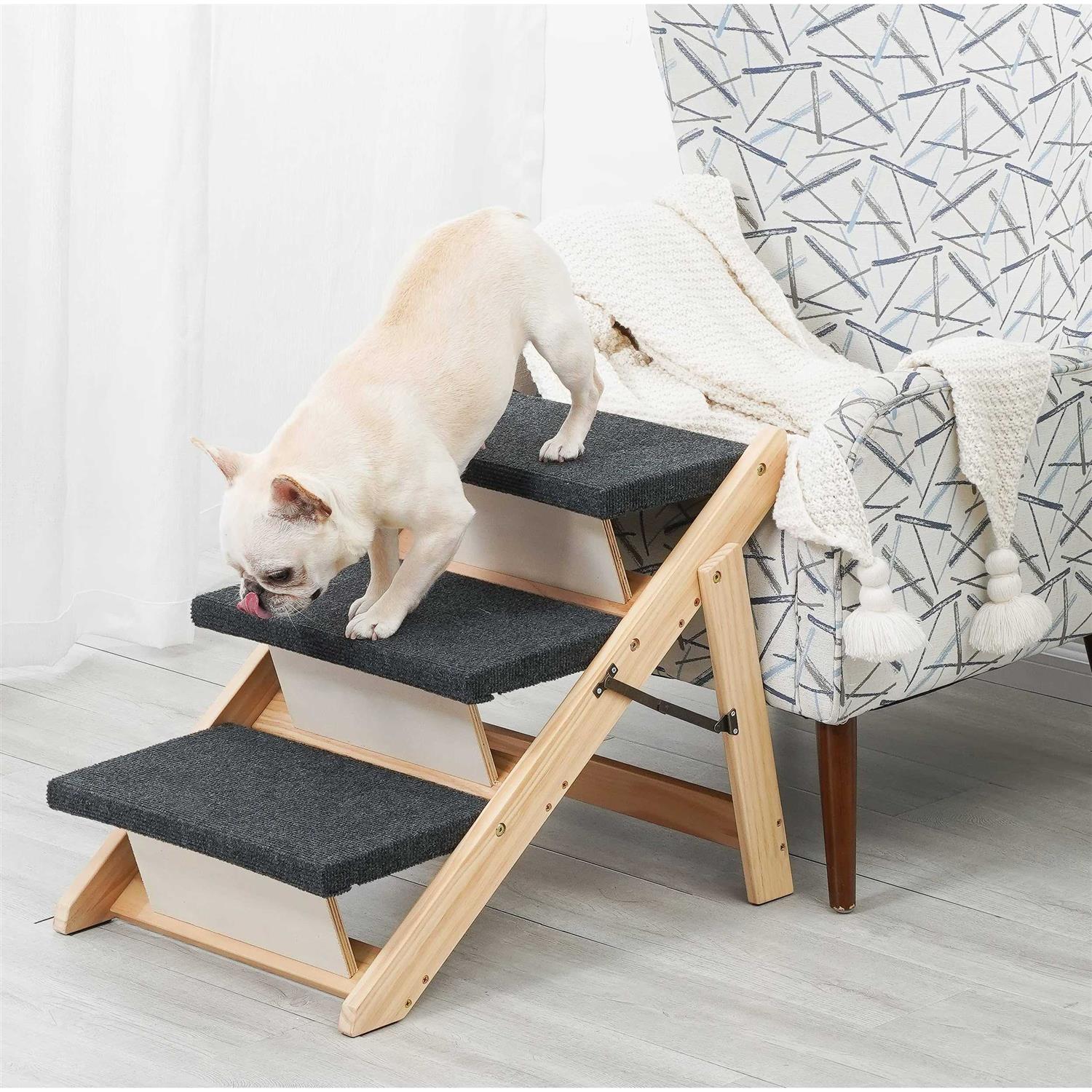 Sweetbin Wooden Pet Stairs/Pet Steps for All Dogs and Cats Up to 150Lbs