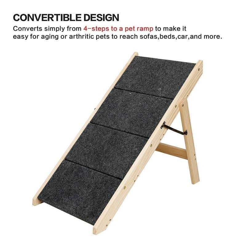 Alternative view of Mewang Wooden Dog Stairs/Steps Foldable 4 Levels Pet Stairs & Ramp Perfect for Beds and Cars