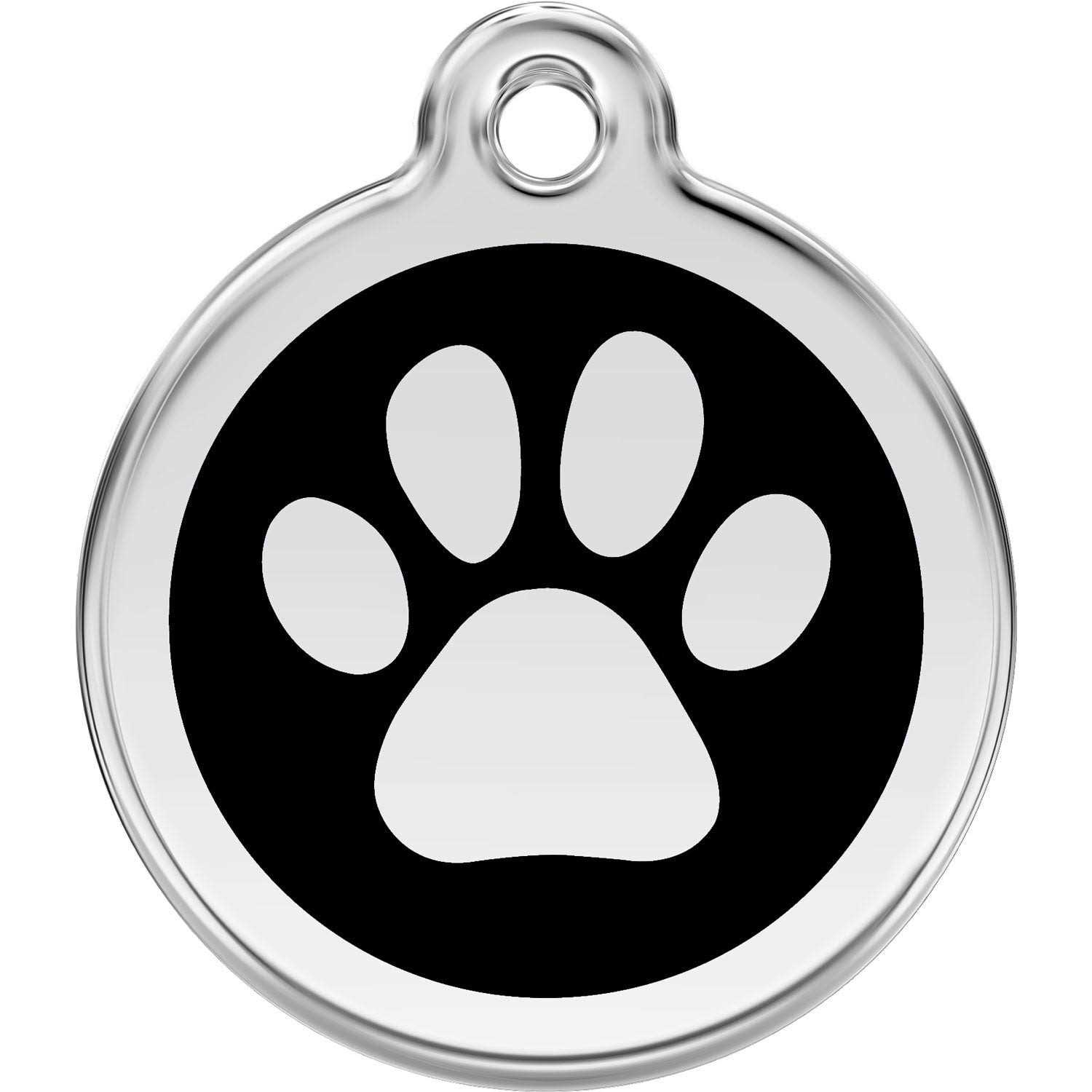 Red Dingo Paw Print Enamel Stainless Steel Dog ID Tag
