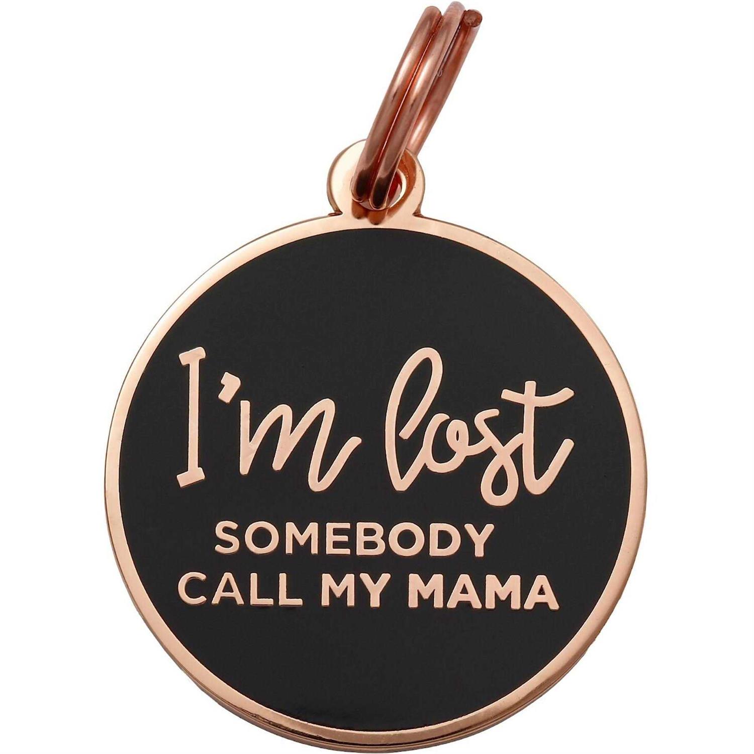 Two Tails Pet Company Rose Gold & Navy I'm Lost Mama Pet ID Tag