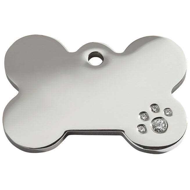 Red Dingo Diamante Pet ID Tag Bone