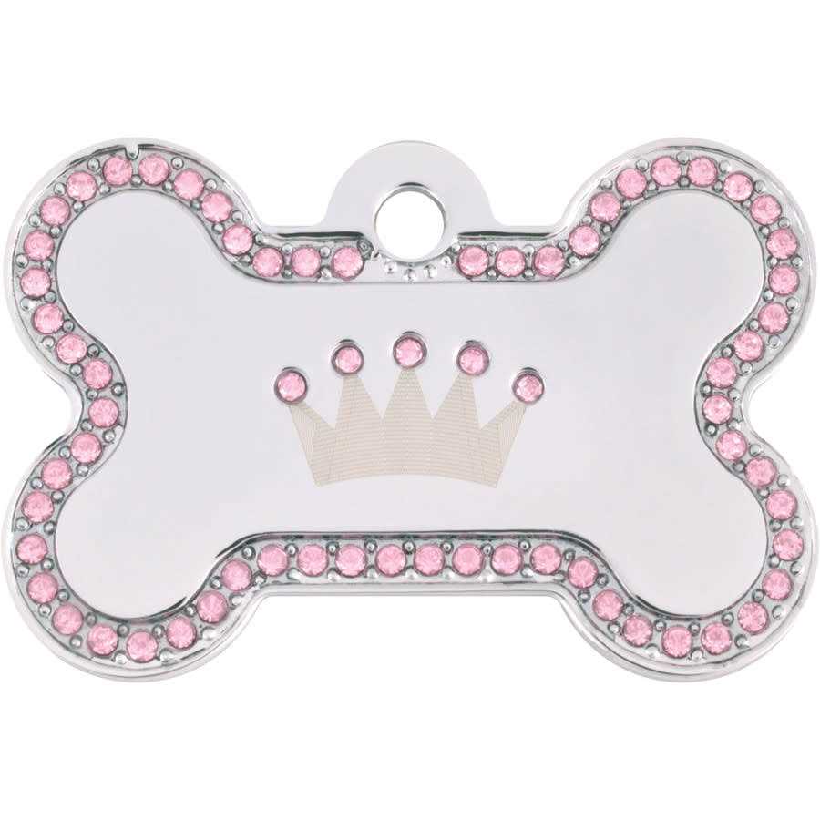 Quick-Tag Dog Tag with Crown and Crystals