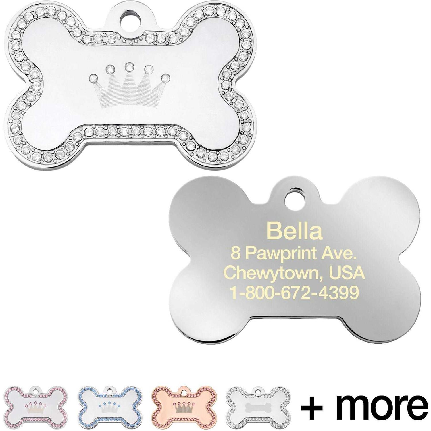 Alternative view of Quick-Tag Dog Tag with Crown and Crystals
