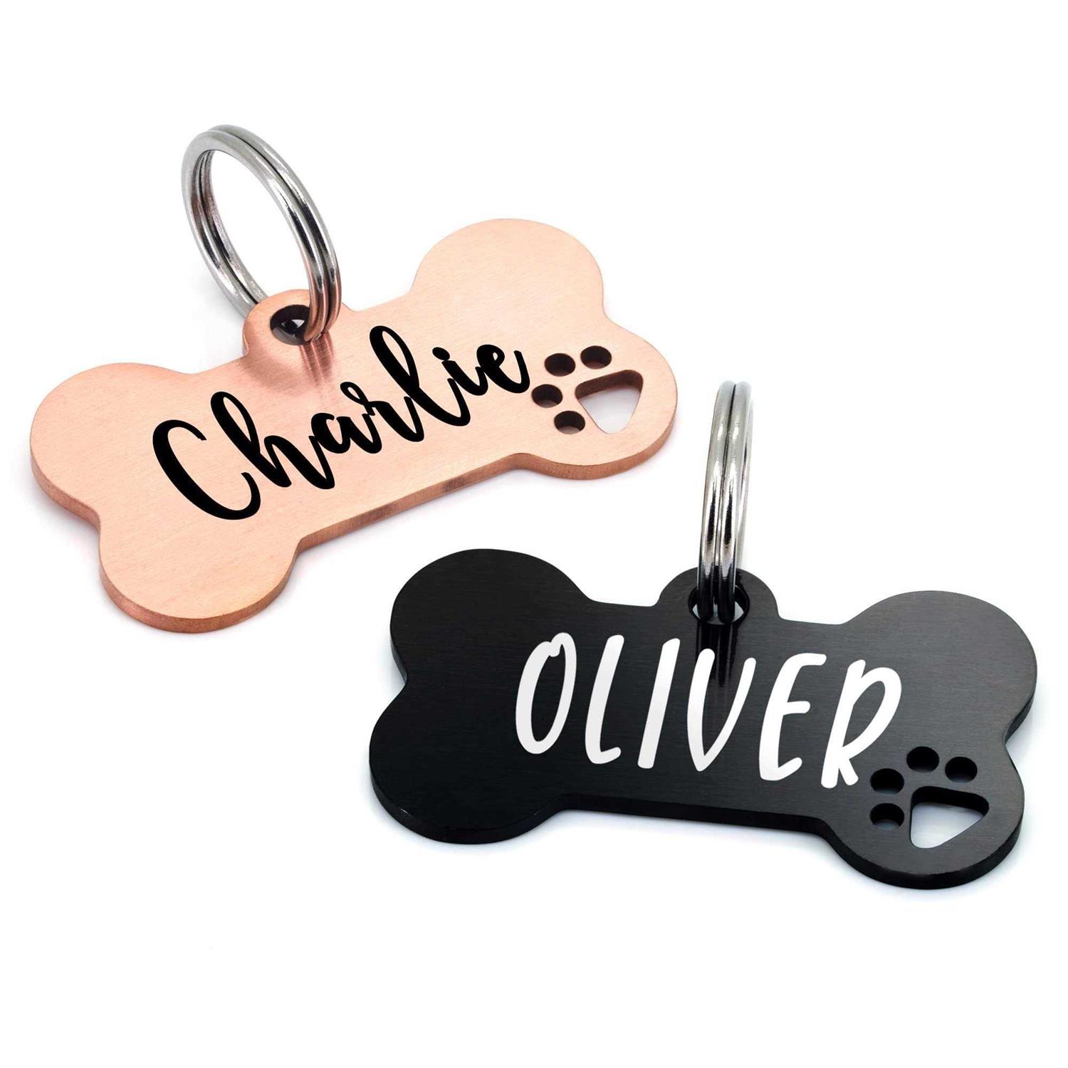 Ultra Joys Stainless Steel Pet ID Tags, Personalized Dog Tags Engraved for Pets On Both Sides, Dog Bone Tag, Customized Dog Tags and Cat Tags