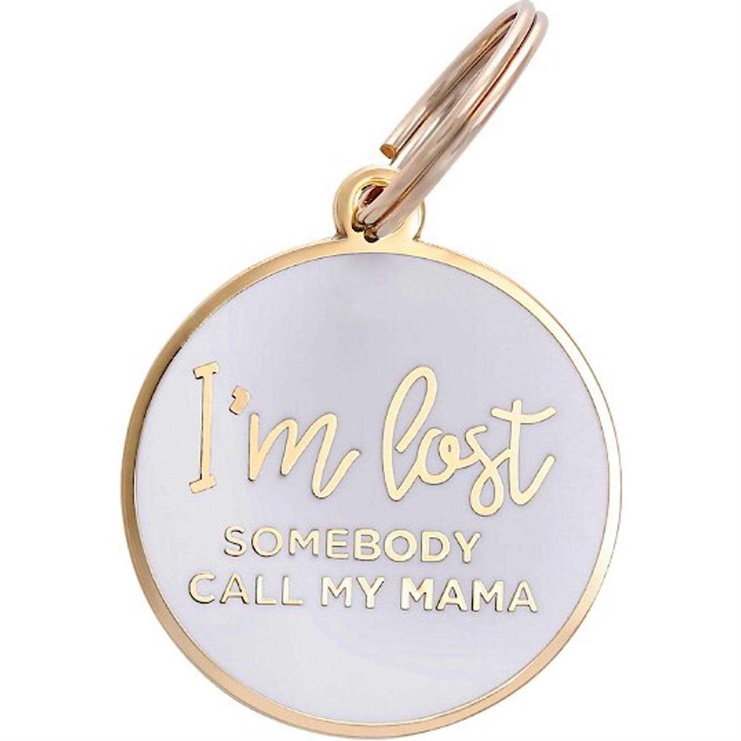 Two Tails Pet Company Gold & White I'm Lost Mama Pet ID Tag