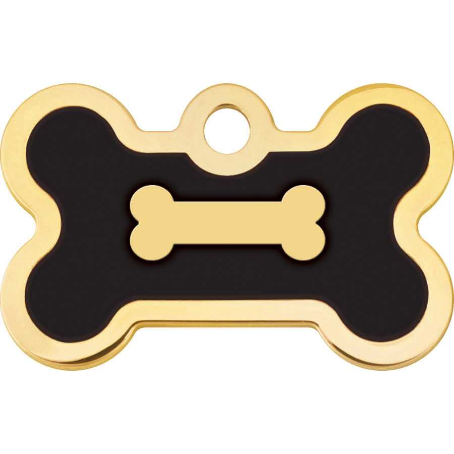 Quick-Tag Small Bone Shape Pet ID Tag with Gold Detail