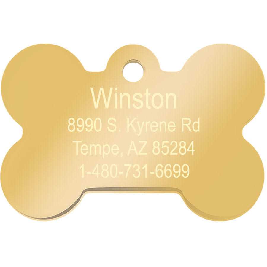 Alternative view of Quick-Tag Small Bone Shape Pet ID Tag with Gold Detail