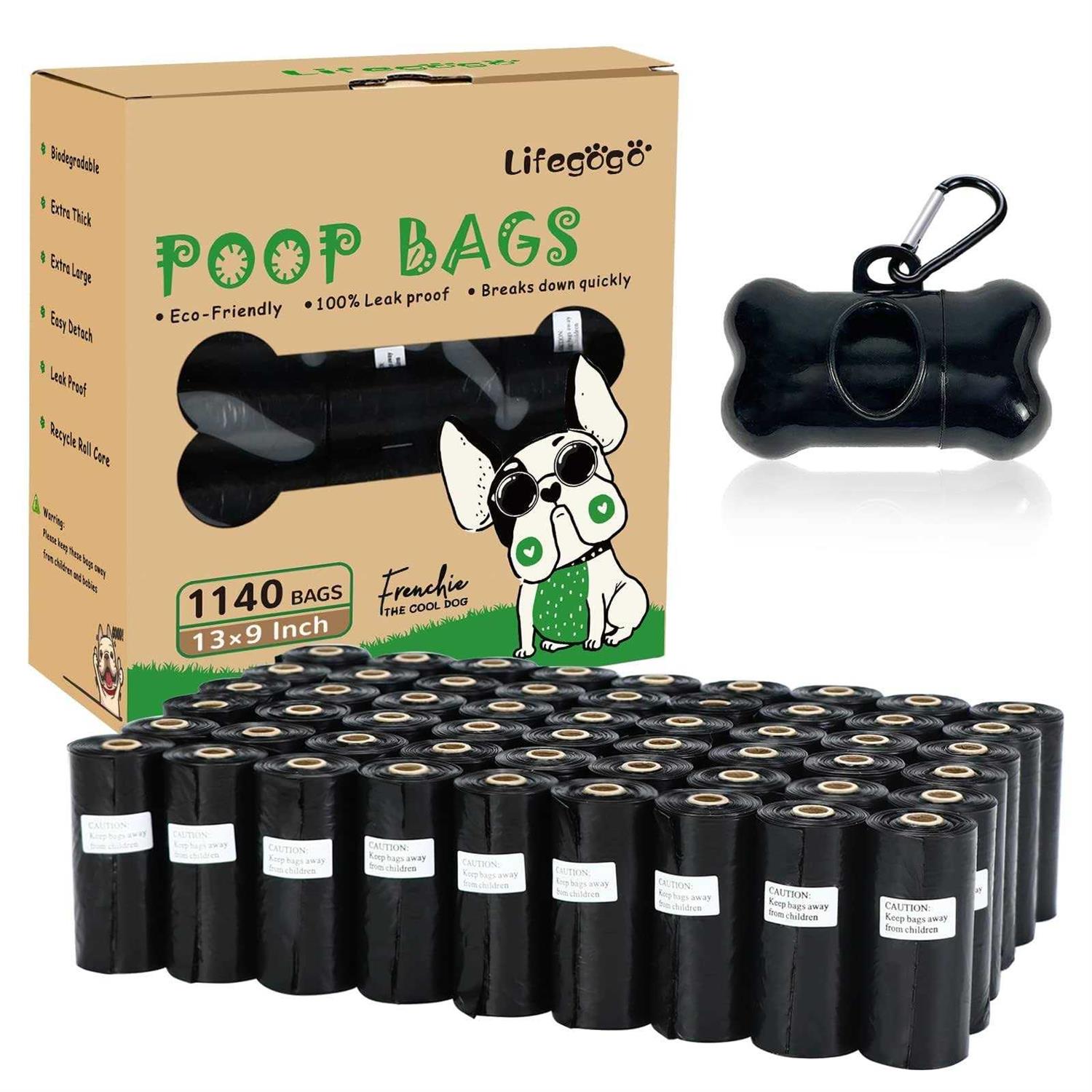 Lifegogo Dog Poop Bag 1140 Counts 57 Rolls Unscented Doggy Poop Bags