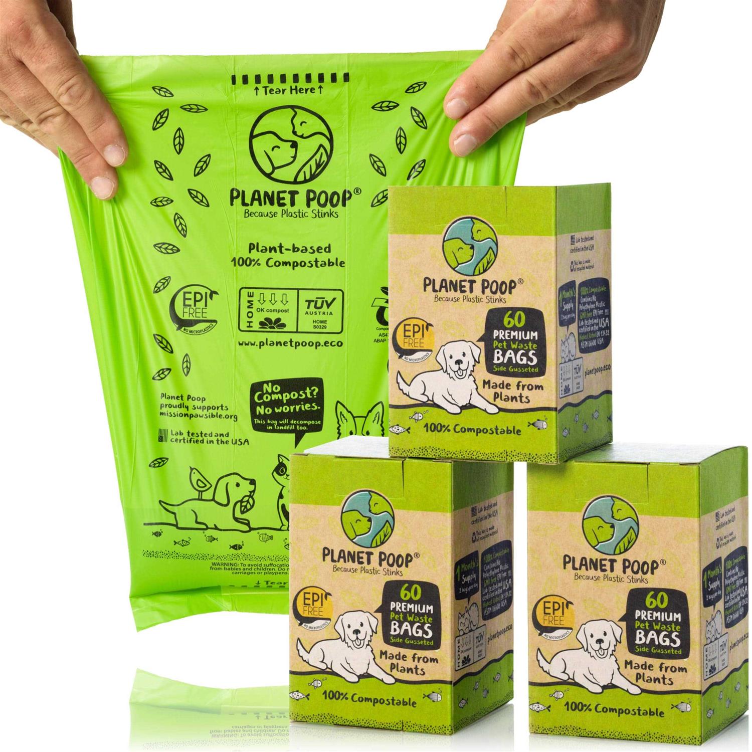 PLANET Poop Home Compostable Dog Poop Bags Pet Waste Bags on Refill Rolls