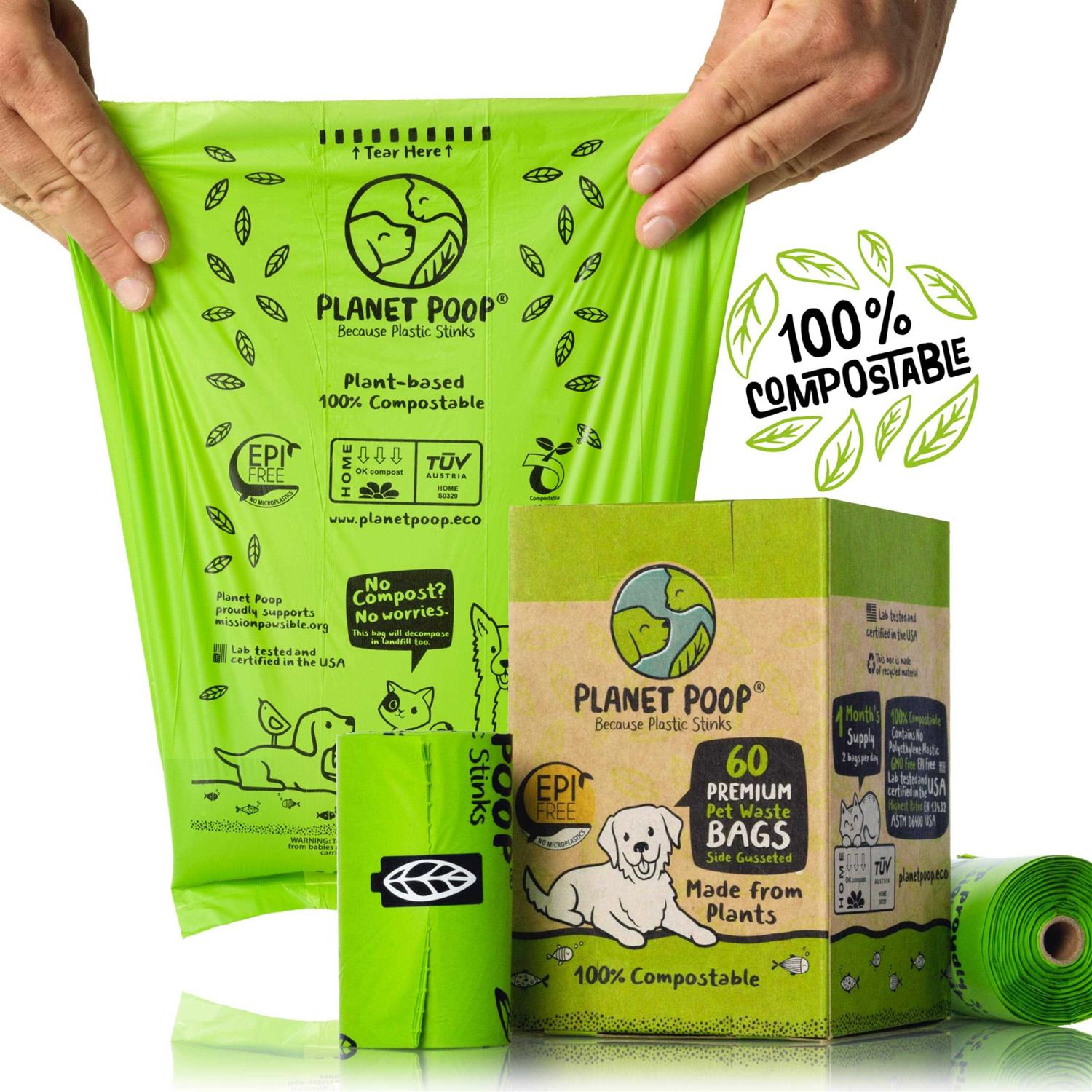 PLANET Poop Home Compostable Dog Poop Bags Pet Waste Bags on Refill Rolls