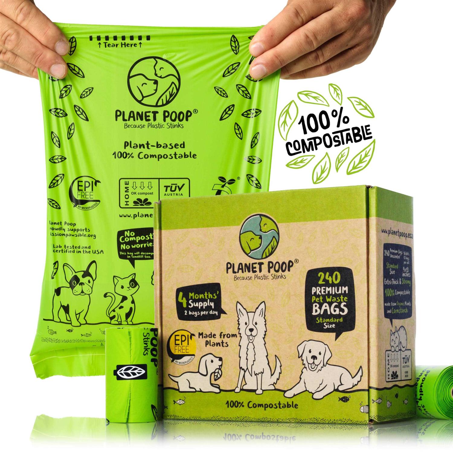 PLANET Poop Home Compostable Dog Poop Bags Pet Waste Bags on Refill Rolls