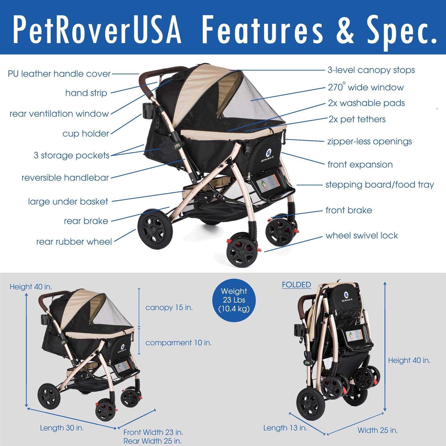 Alternative view of Pet Rover Extra Long Premium Pet Stroller